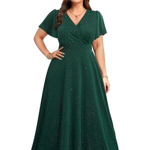 Green Size 20 W Dress Emerald Women Formal Evening Gowns New Year's Eve Holiday